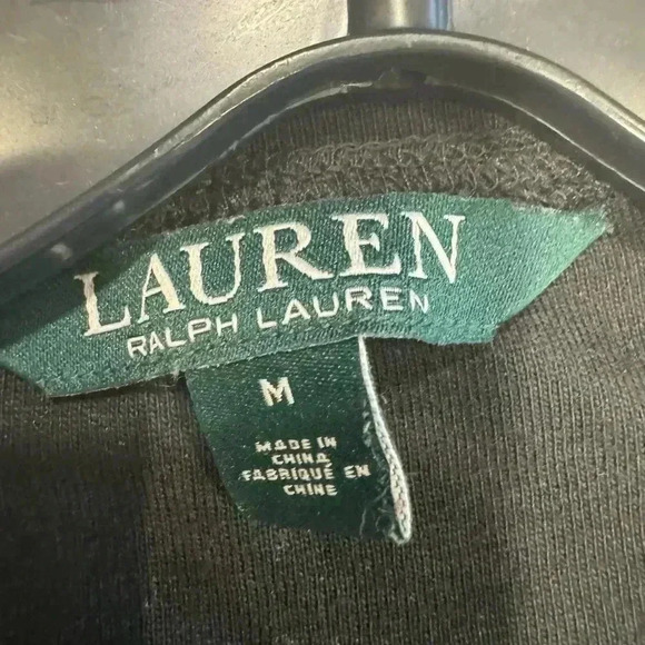 Lauren Ralph Lauren women’s black top w/faux suede elbow patches sz M - Picture 5 of 11